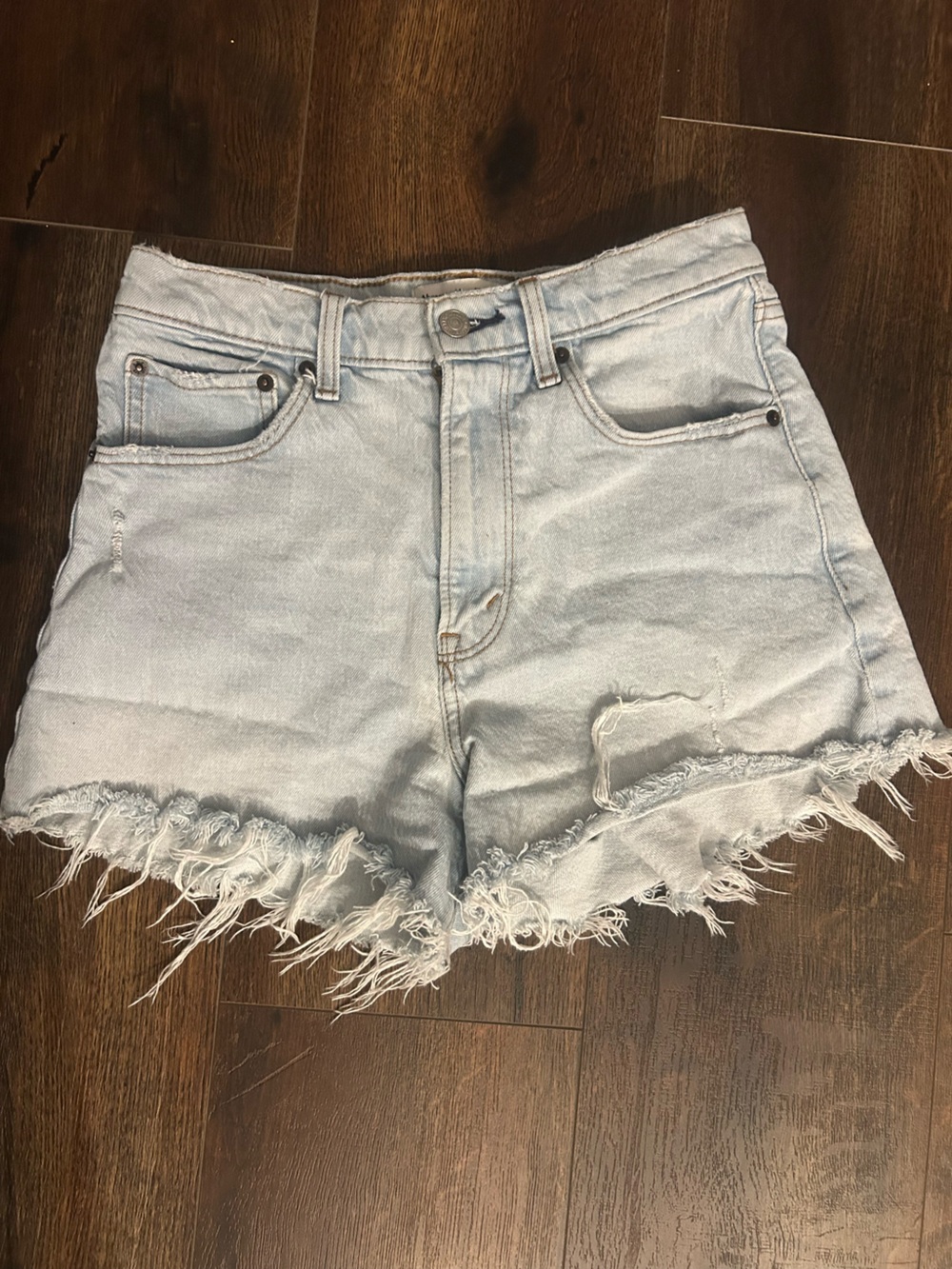 Abercrombie & Fitch 90’s style Light Blue Distressed Denim Shorts